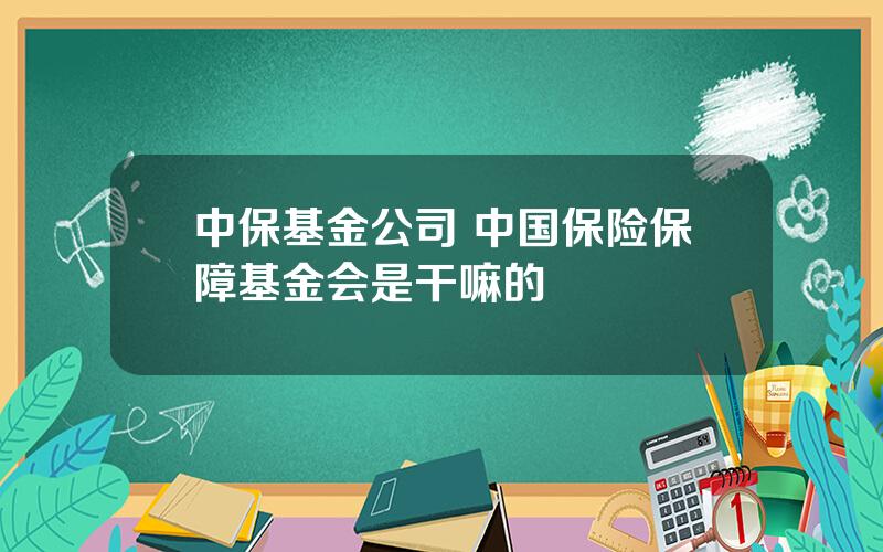 中保基金公司 中国保险保障基金会是干嘛的